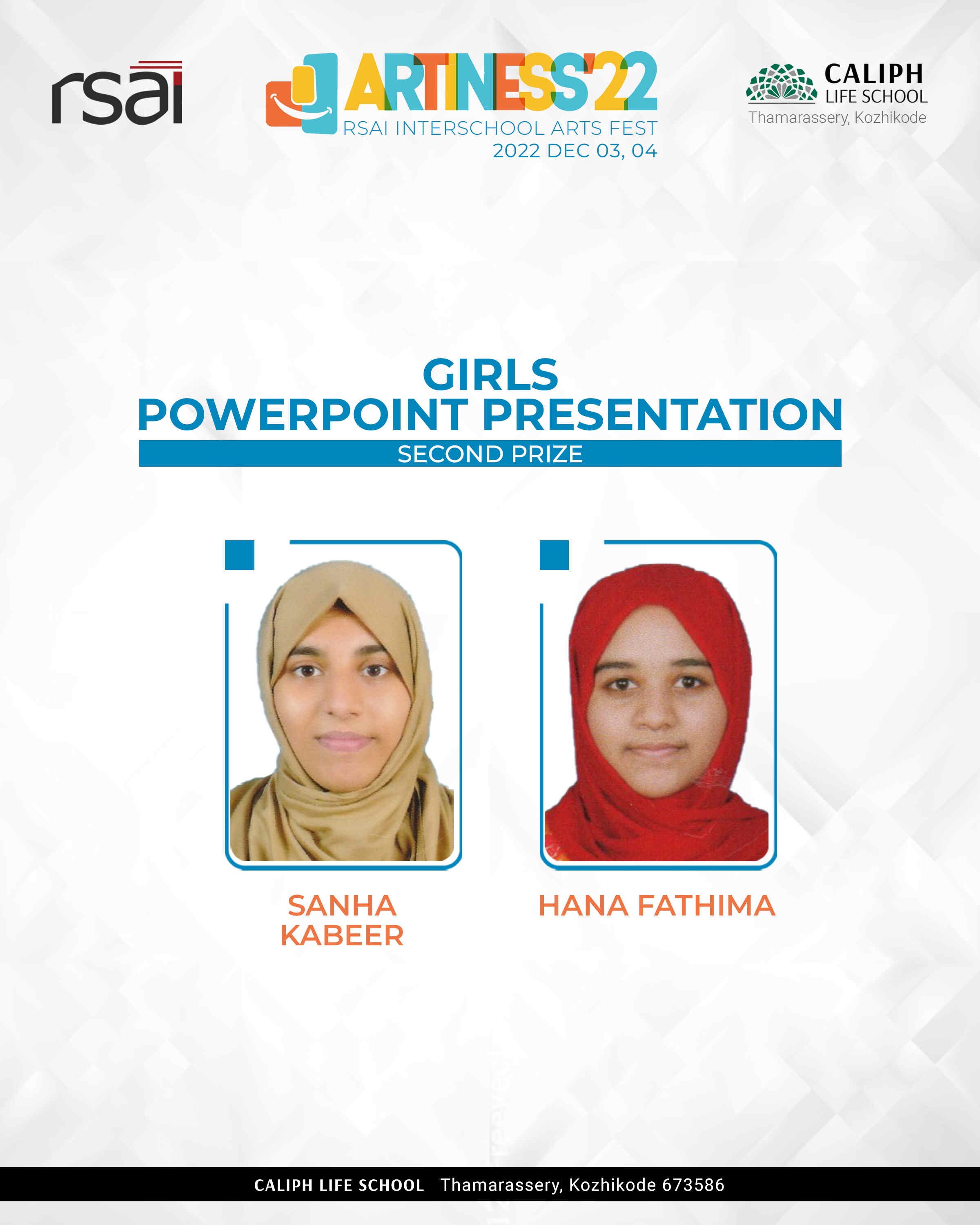 SECOND PRIZE IN PPT PRESENTATION, ARTINESS 2022